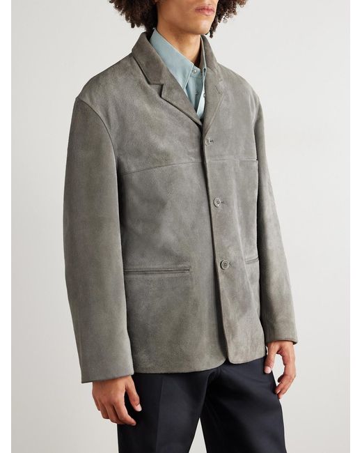 Lemaire Gray Brushed-Suede Jacket for men