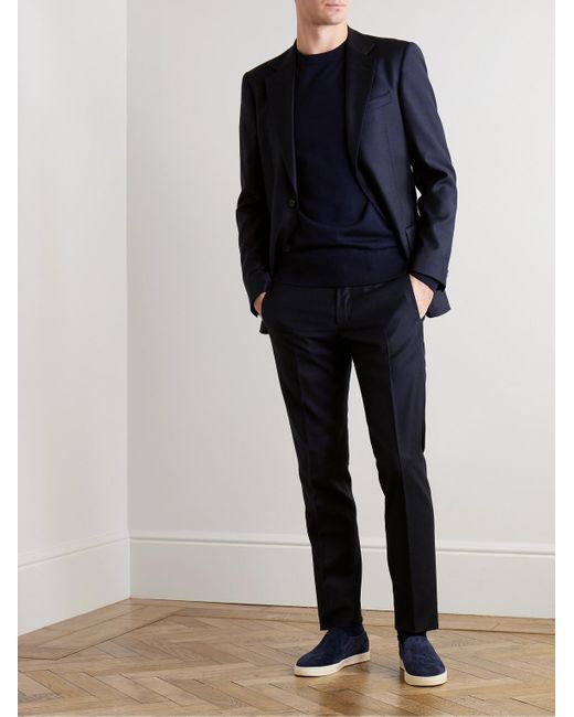 Mr P. Blue Philip Slim-Fit Straight-Leg Wool-Flannel Suit Trousers for men