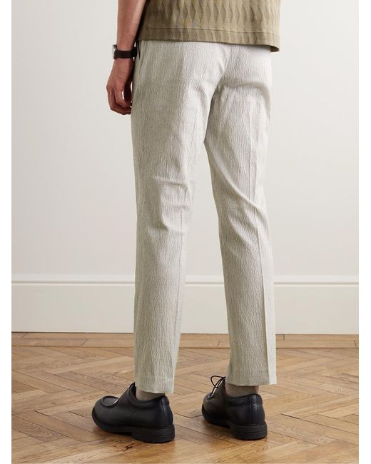 Mr P. Gray Golf Samuel Tapered Checked Cotton-blend Seersucker Trousers for men