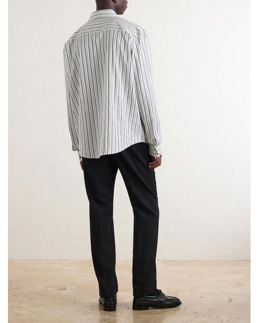 Saint Laurent White Striped Cotton Shirt for men