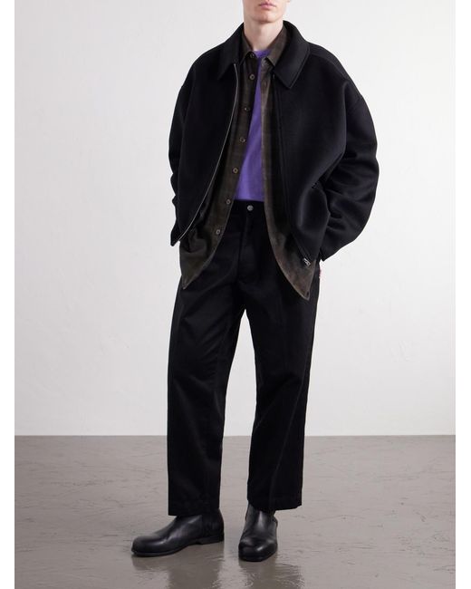 Human Made Blue Tapered Pleated Cotton-Canvas Trousers for men