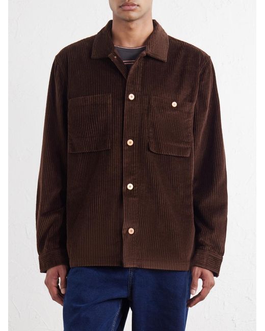 Folk Brown Patch Cotton-Corduroy Overshirt for men