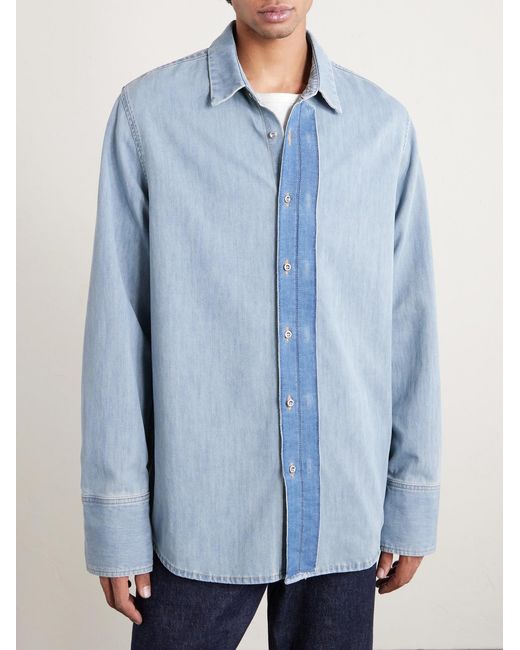 424 Blue Hoorsenbuhs Two-Tone Denim Shirt for men