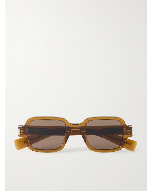 Saint Laurent Brown Rectangular-frame Acetate Sunglasses for men