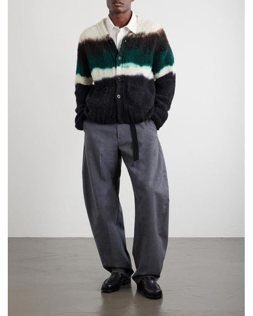 Sacai Black Chusen-Dyed Wool-Blend Cardigan for men
