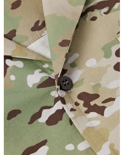 John Elliott Green Convertible-collar Camouflage-print Cotton-blend Shirt for men