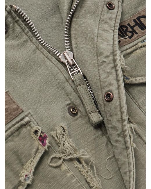Neighborhood Gray Savage M-51 Distressed Logo-appliquéd Cotton Jacket for men