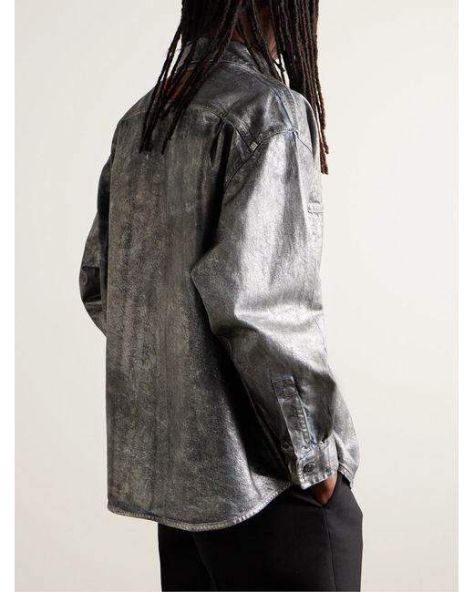 Acne Gray Santo Lunar Coated-Denim Shirt for men