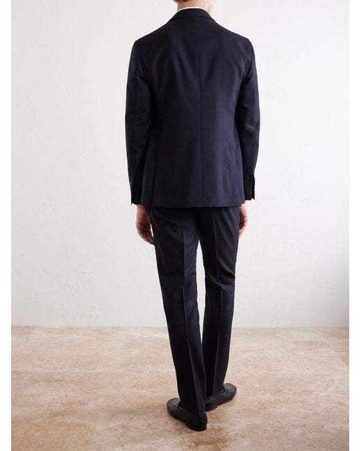 Lardini Blue Double-Breasted Pintriped Wool Suit Jacket for men