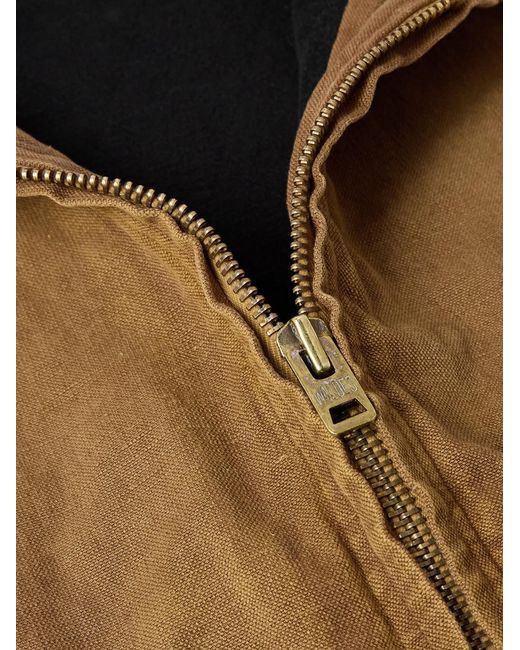 A.PRESSE Brown Cotton, Hemp And Silk-Blend Canvas Hooded Jacket for men