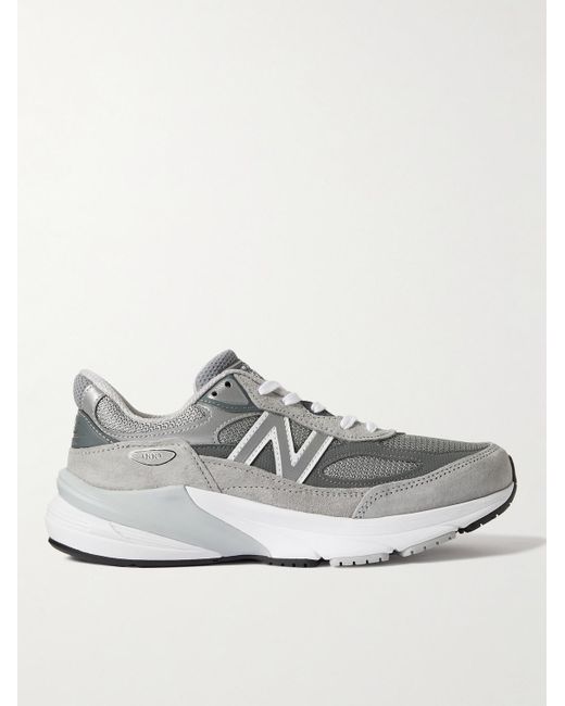 New Balance 990 V6 Leather-trimmed Suede And Mesh Sneakers in White for ...