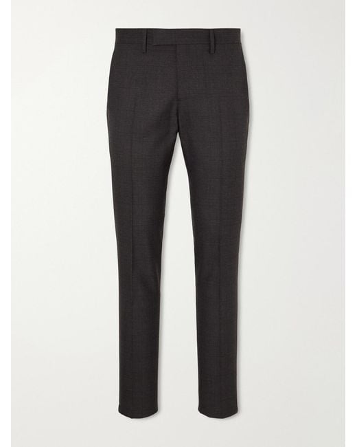 Lardini Black Prince Of Wales Checked Straight-Leg Wool Trousers for men