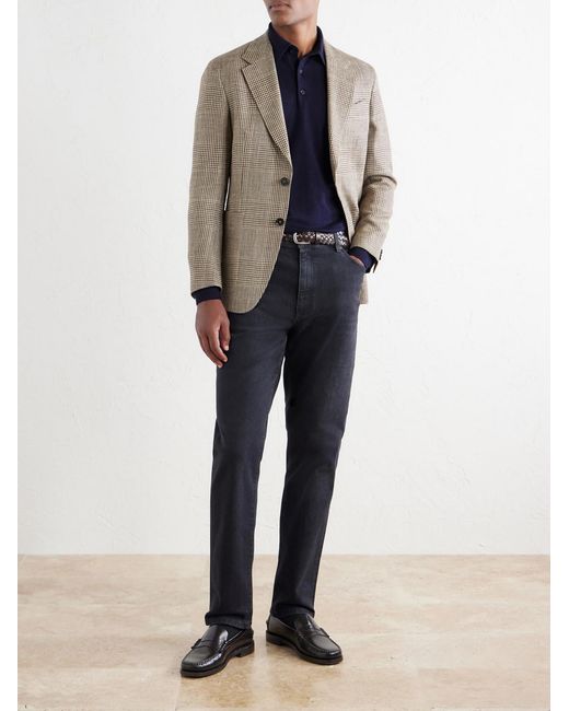 Zegna Blue Cashmere And Silk-Blend Polo Shirt for men