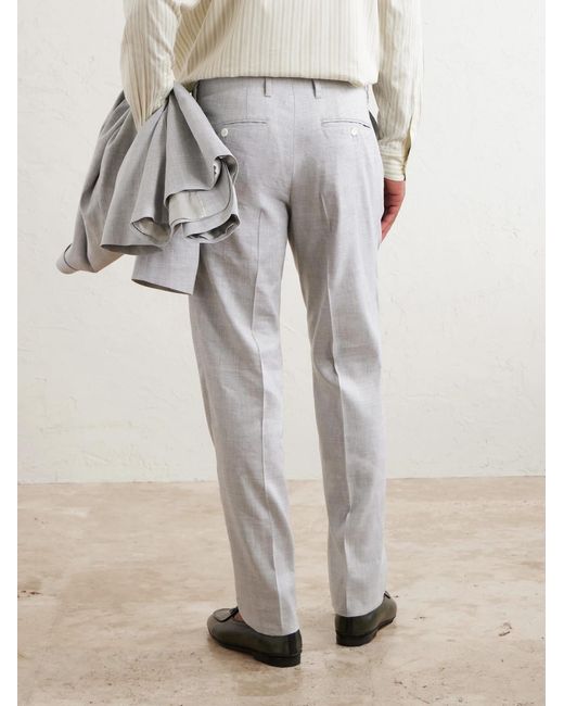 Mr P. White Straight-leg Linen And Wool-blend Suit Trousers for men