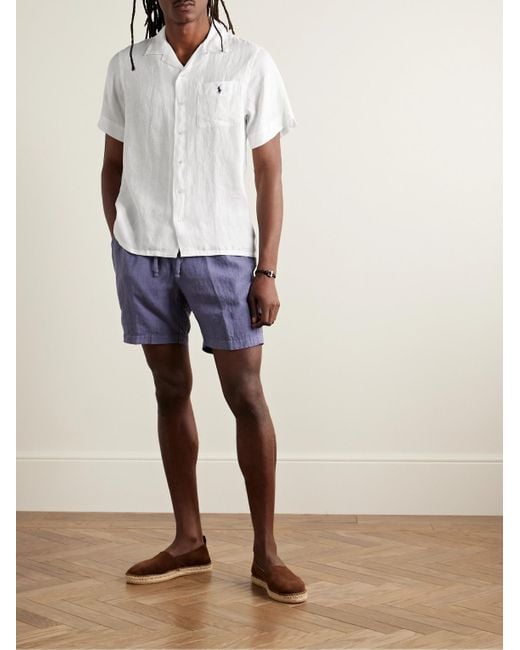 Polo Ralph Lauren White Clady Convertible-collar Logo-embroidered Linen Shirt for men