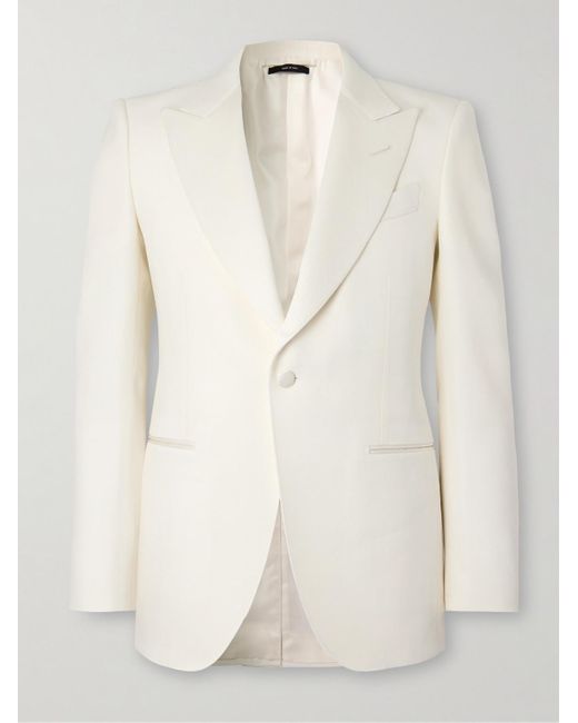 Tom Ford Natural Dyllan Slim-Fit Silk-Grosgrain And Wool-Blend Tuxedo Jacket for men