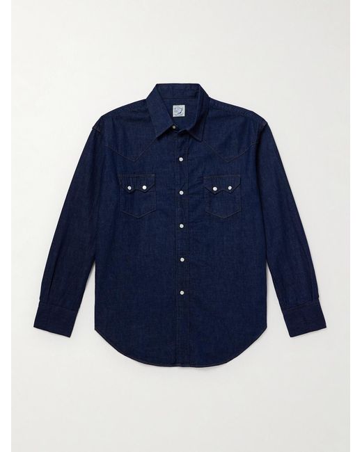 Orslow Blue Denim Western Shirt for men