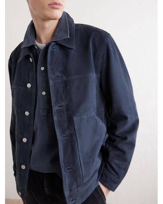 Officine Generale Blue Loki Suede Jacket for men