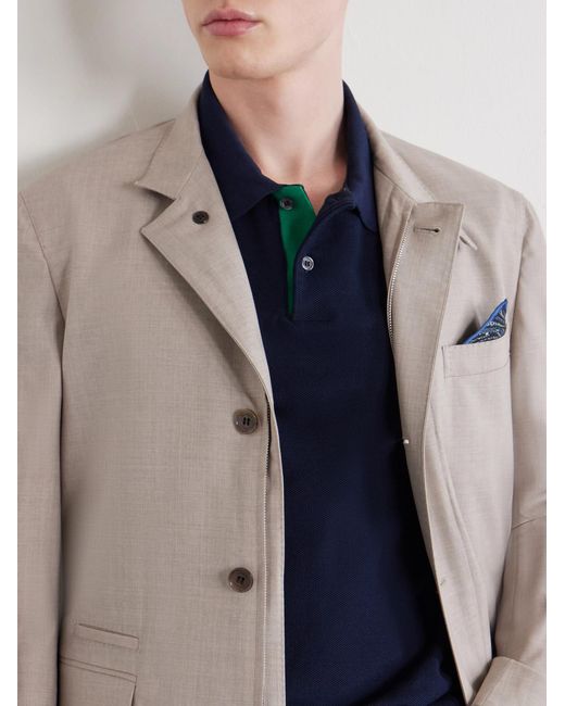 Dunhill Blue Cotton-Piqué Shirt for men