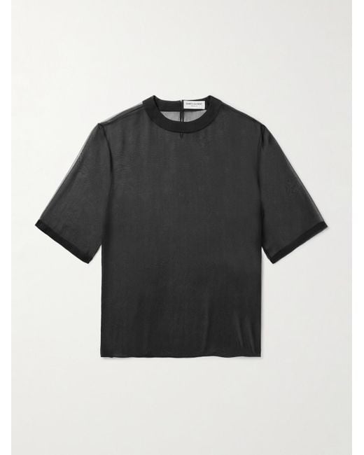 Saint Laurent Black Silk-organza T-shirt for men