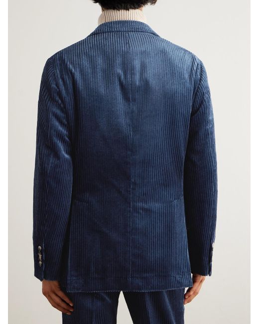 Brunello Cucinelli Blue Cotton-Corduroy Suit Jacket for men
