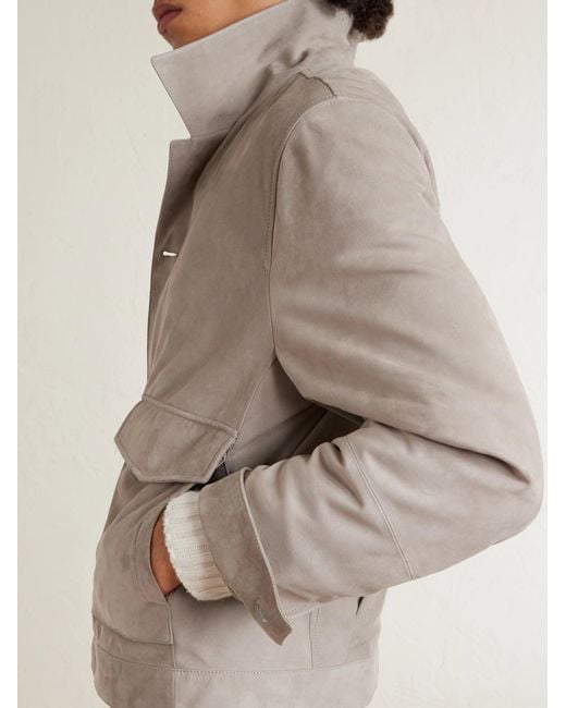 Brunello Cucinelli Natural Suede Blouson Jacket for men