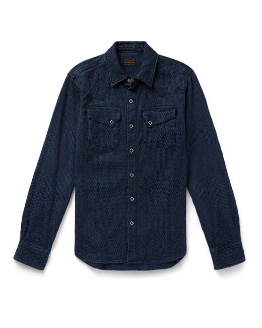 Kapital Blue Indigo-dyed Textured-cotton Western Shirt for men