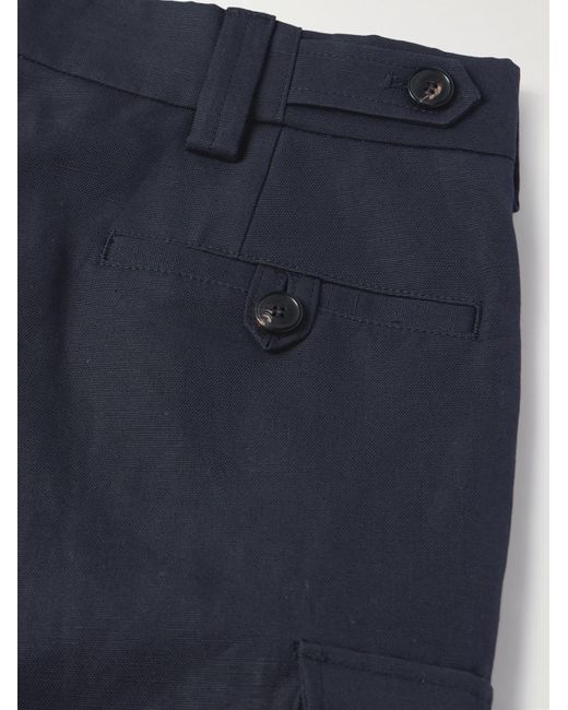 Loro Piana Blue Bizen Wide-leg Cotton And Linen-blend Canvas Cargo Shorts for men