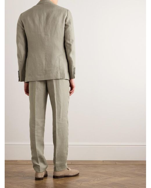 Brunello Cucinelli Anzug aus Leinen mit Fischgratmuster in Gray für Herren