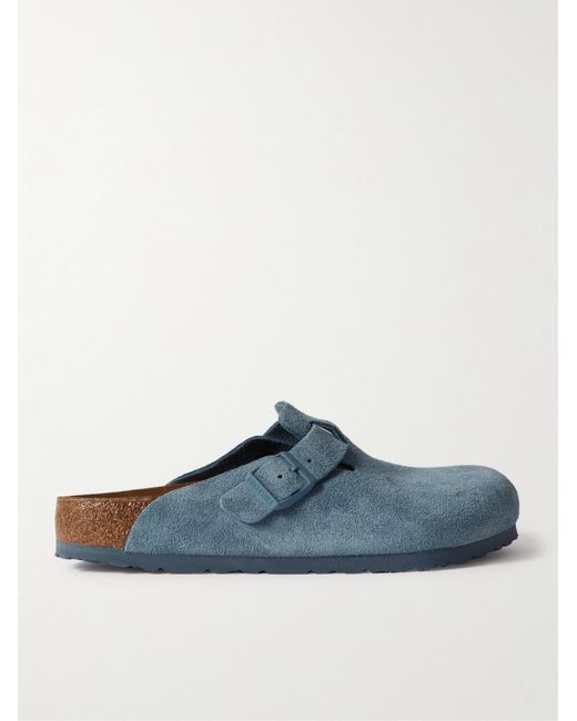 Birkenstock Blue Boston Suede Clogs for men