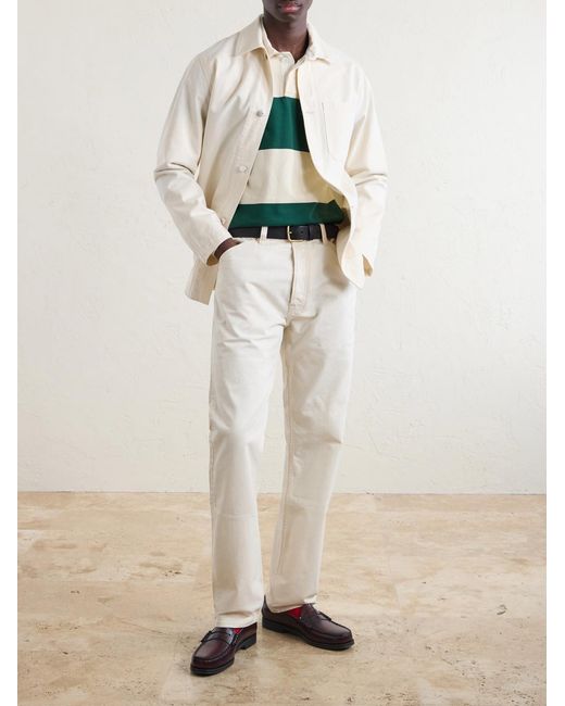 Drake's Green Stripe Cotton-Jersey Polo Shirt for men