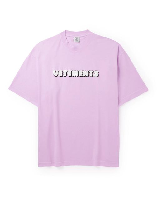Vetements Pink Logo-print Cotton-jersey T-shirt for men