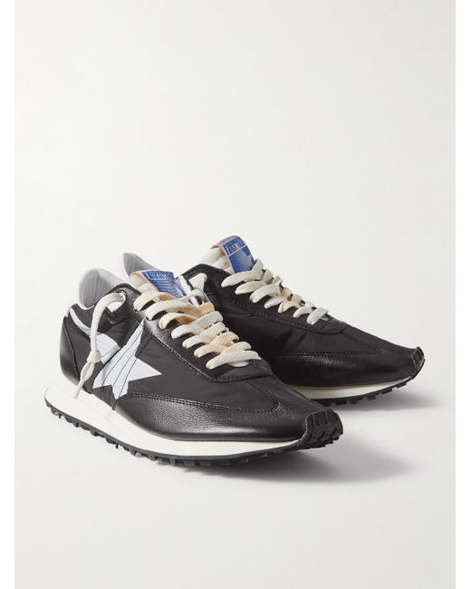 Golden Goose Deluxe Brand Black Marathon Leather-Trimmed Nylon Sneakers for men