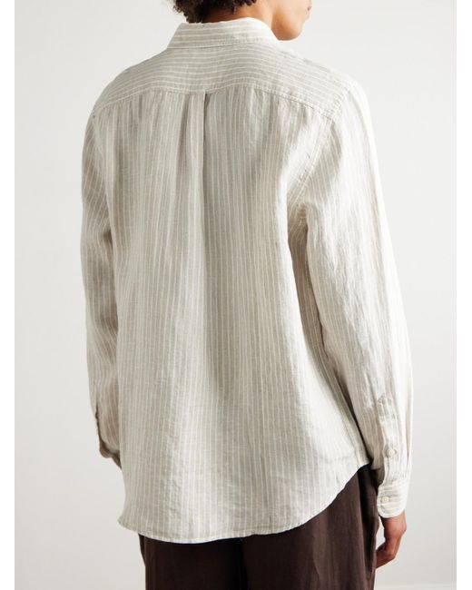 Frescobol Carioca White Telles Striped Linen Shirt for men