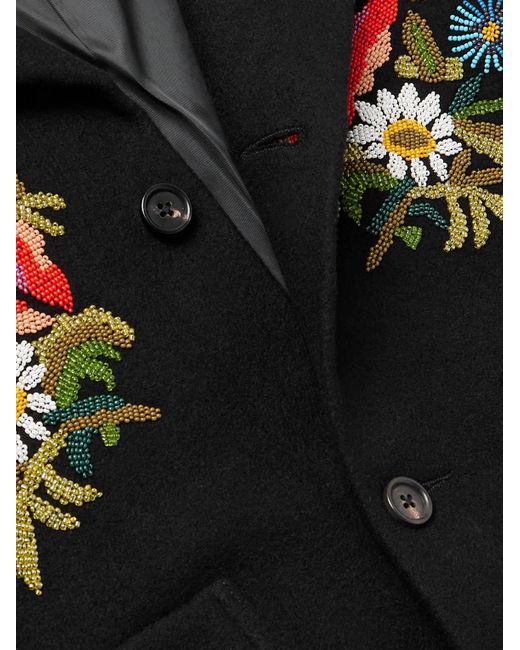 Bode Black Aquitaine Beaded Wool Jacket for men