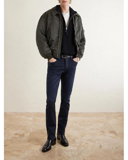 Tom Ford Blue Slim-fit Straight-leg Cotton-blend Corduroy Trousers for men