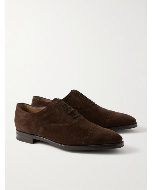 John Lobb Brown Bristol Suede Oxford Shoes for men