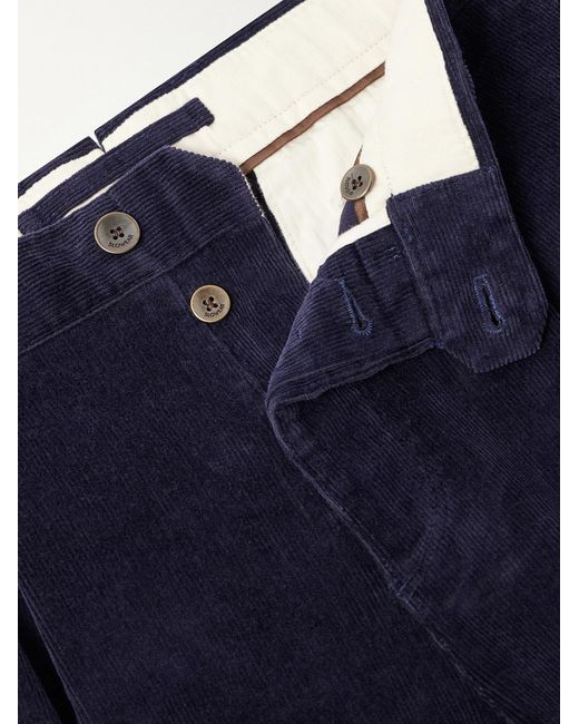 Slowear Blue Incotex Straight-leg Stretch Cotton-corduroy Trousers for men