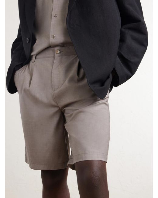 Frescobol Carioca Gray Serano Pleated Wool Shorts for men