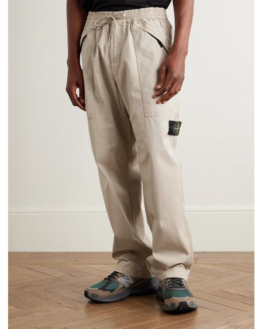 Stone Island Gerade geschnittene Hose aus Twill aus einer Supima®-Baumwollmischung mit Kordelzugbund in Stückfärbung in Natural für Herren