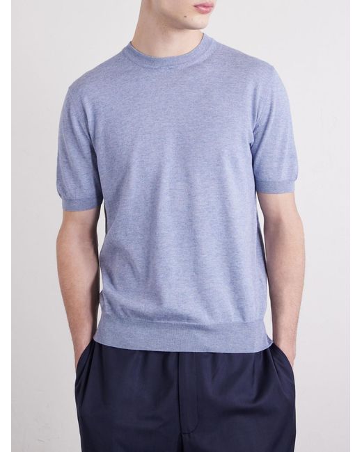 Altea Blue Maglia Cotton And Cashmere-Blend T-Shirt for men