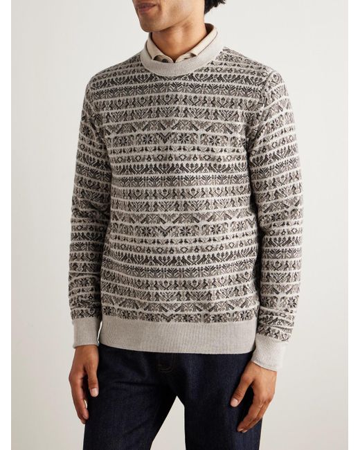 James Purdey & Sons Gray Vigo Slim-Fit Fair Isle Wool Sweater for men