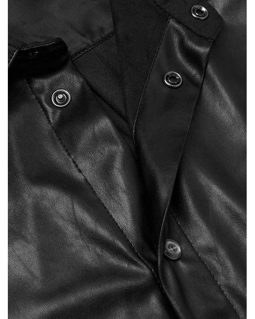 4SDESIGNS Black Faux Leather Shirt for men