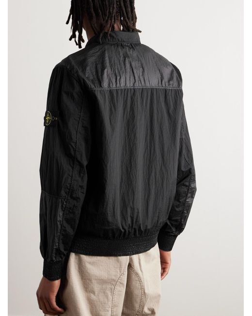 Stone Island Black Logo-appliquéd Panelled Nylon Metal Hooded Jacket for men