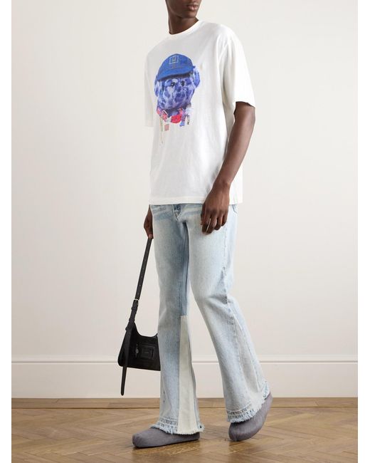 Acne White Exford Printed Cotton-Jersey T-Shirt for men