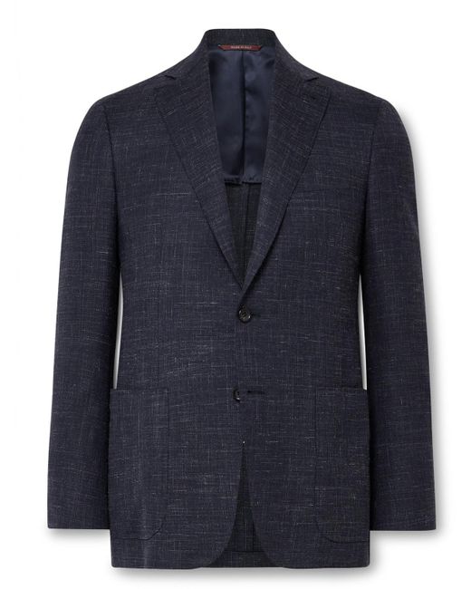 Canali Blue Kei Slim-fit Wool-blend Tweed Blazer for men