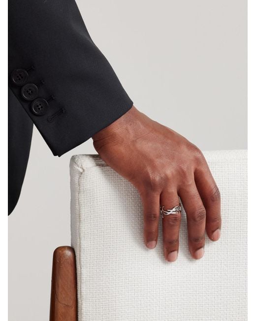Saint Laurent Metallic Cassandre Silver-tone Ring for men
