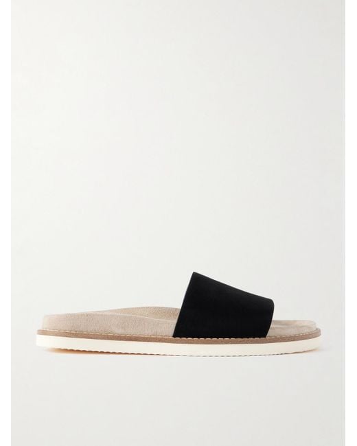 Brunello Cucinelli Black Suede Slides for men