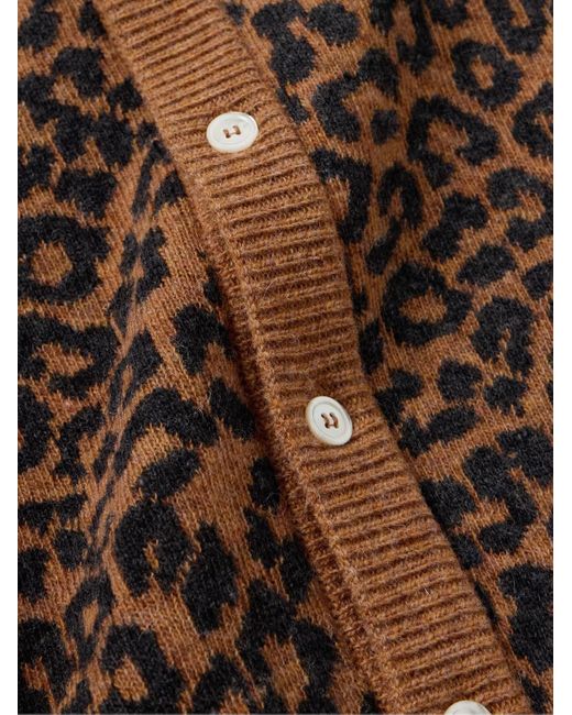 Noah NYC Brown Leopard-jacquard Wool Cardigan for men