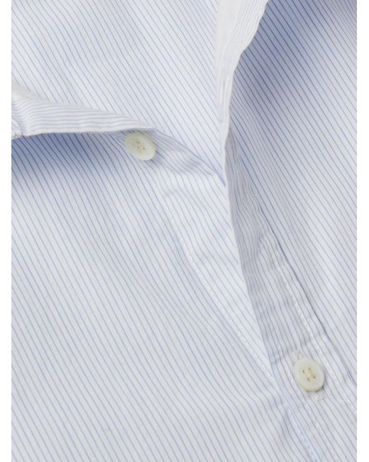 Massimo Alba White Genova Striped Cotton-poplin Shirt for men